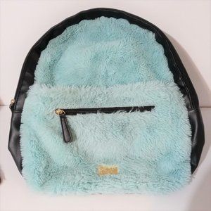Betsey Johnson Fuzzy Furry Hoodie Backpack hood SKYBLUE LBWILLY
